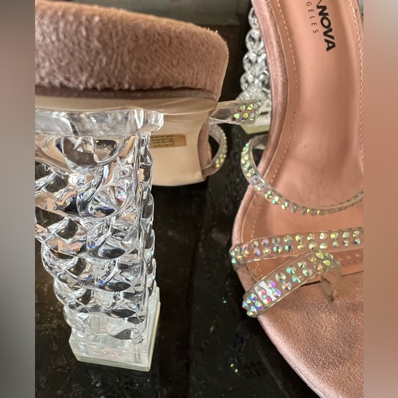 BRAND NEW - Fashion Nova Pink Heels with Clear Heel & Rhinestones - Picture 6 of 6